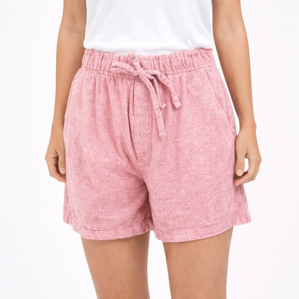 Uniqlo Chambray Linen/Cotton High-Waist Paperbag Shorts Comfy Spring Summer